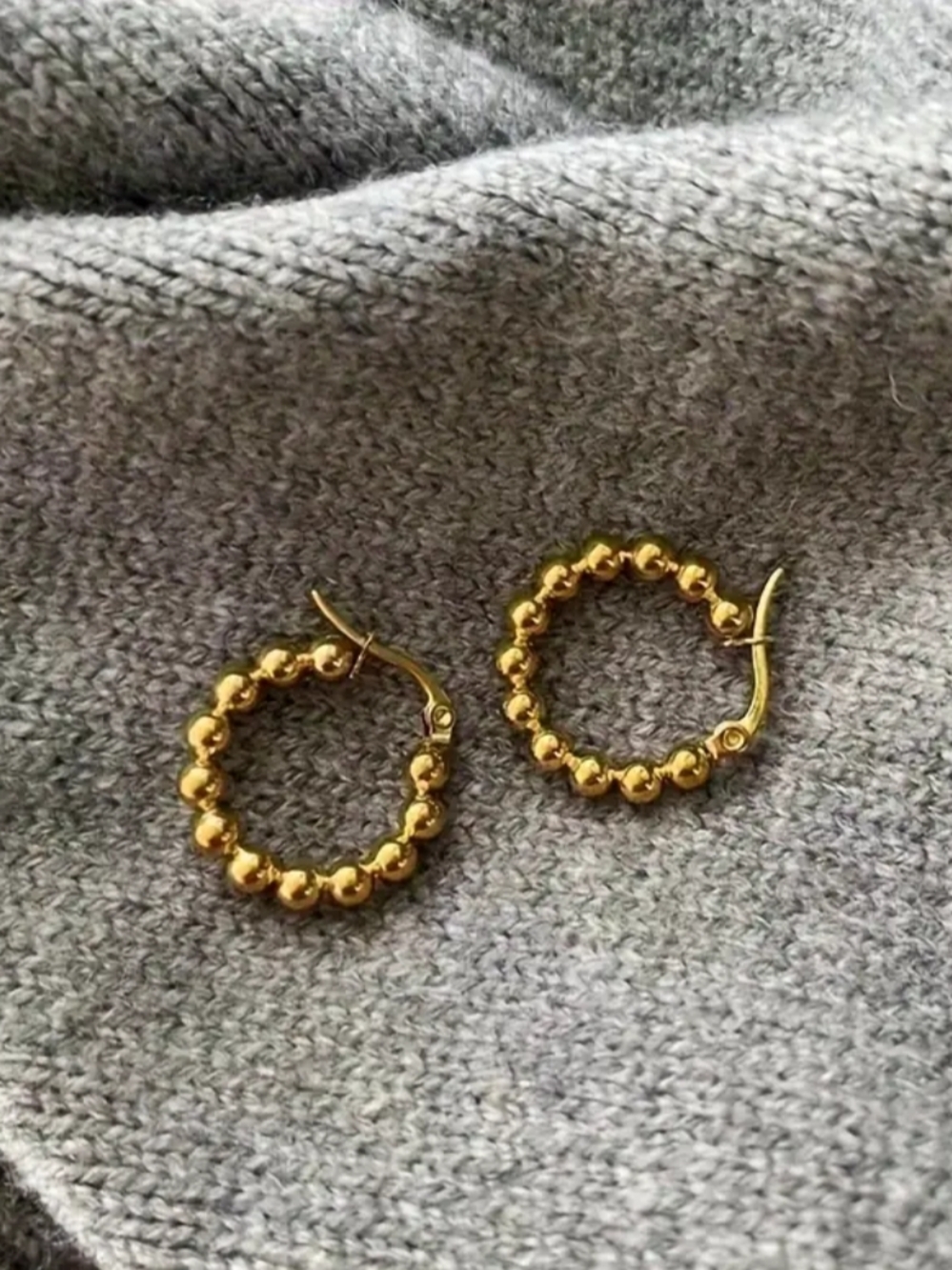 18 KT Gold Over Titanium Ball Hoop Earrings